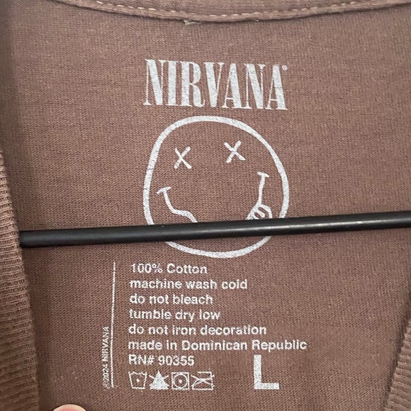 Nirvana Moss Brown Graphic T Shirt 100% Cotton Unisex Short Sleeves Size Large - Picture 3 of 7